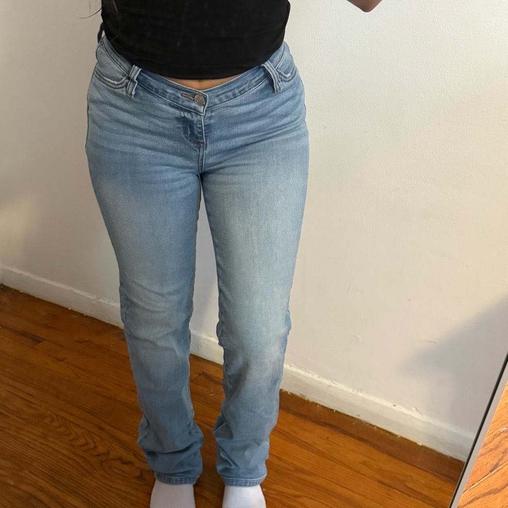 Fashion nova V Nice To Meet You Straight Leg Jeans - Light Blue Wash